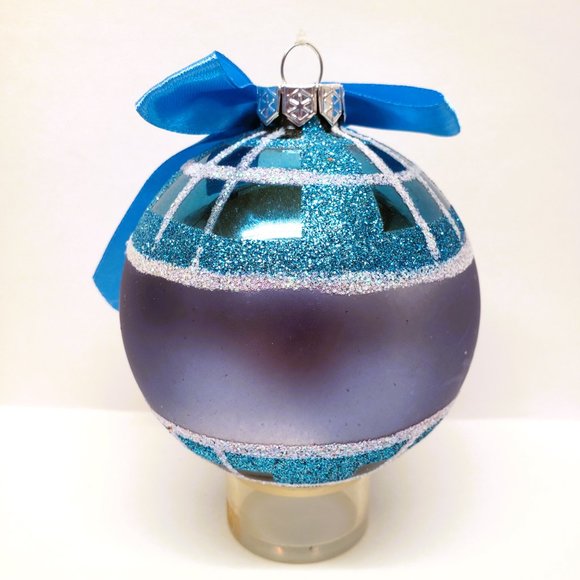 Let it Snow Best Dad Christmas Ornament Blue Glitter Pipe Bow 3.5" 2017 Walgreen - Picture 4 of 7